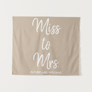 Miss to Mrs Backdrop Tan Bridal Shower Photo Booth Tapestry