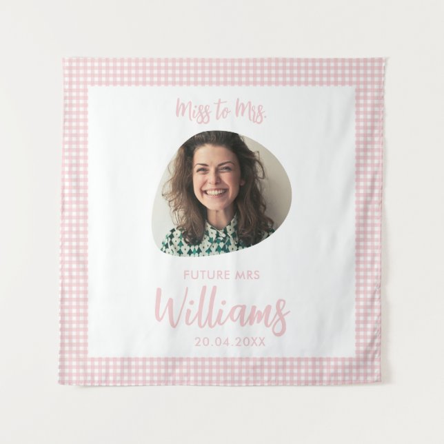 Miss to Mrs Banner Boho Bridal Shower Tapestry (Front)