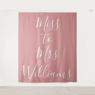 Miss to Mrs Banner Bridal Shower Backdrop Pink Tapestry