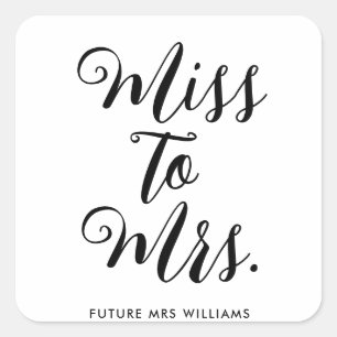 Miss to Mrs Banner Modern Bridal Shower Prop Square Sticker