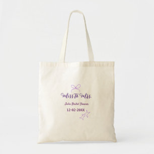 Miss to Mrs bow stars bridal shower stylish purple Tote Bag