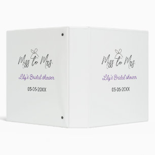 Miss to Mrs bridal shower add name date year bow Binder