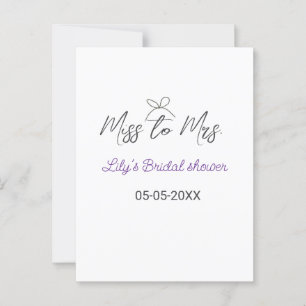 Miss to Mrs bridal shower add name date year bow Postcard