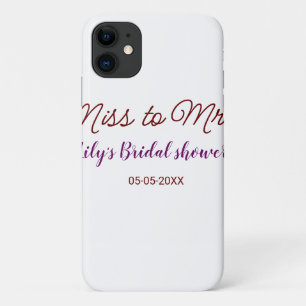 Miss to Mrs bridal shower add name date year simpl iPhone 11 Case
