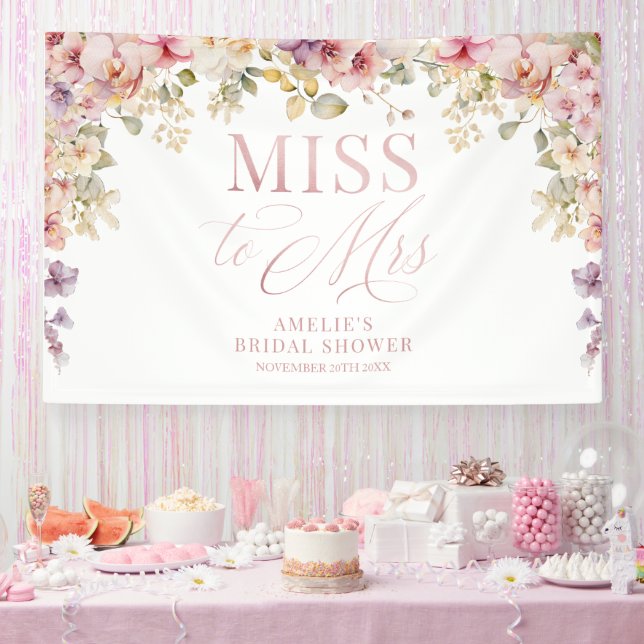 Miss to Mrs Bridal shower elegant orchids backdrop Banner (Party)