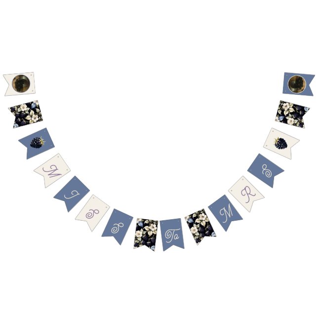 Miss to Mrs. Bridal Shower Floral Blackberry Bunting Flags (All)