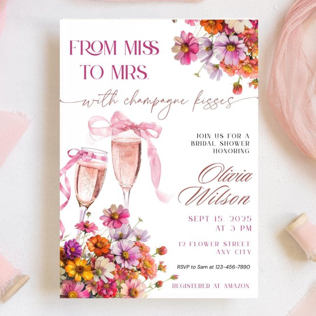 Miss to Mrs Bridal Shower Invitation Template Pink (Creator Uploaded)