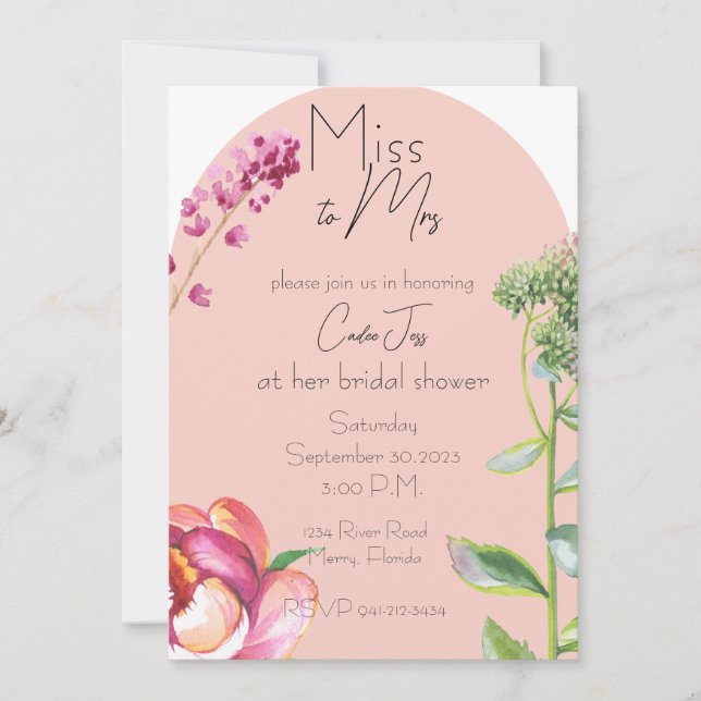 Miss to Mrs Bridal Shower Invite (Front)