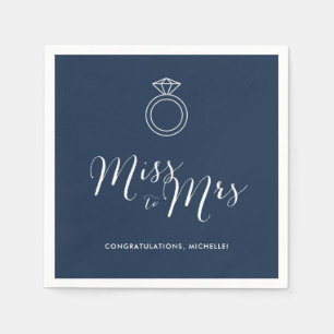 Miss to Mrs Bridal Shower Napkin Navy Blue
