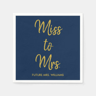 Miss to Mrs Bridal Shower Navy & Gold Hen Do Bach Napkin