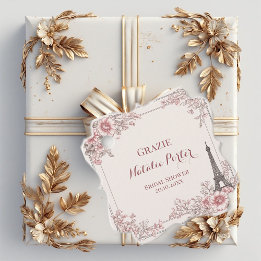 Miss to Mrs Bridal Shower Paris Eiffel Tower Flora Favour Tags