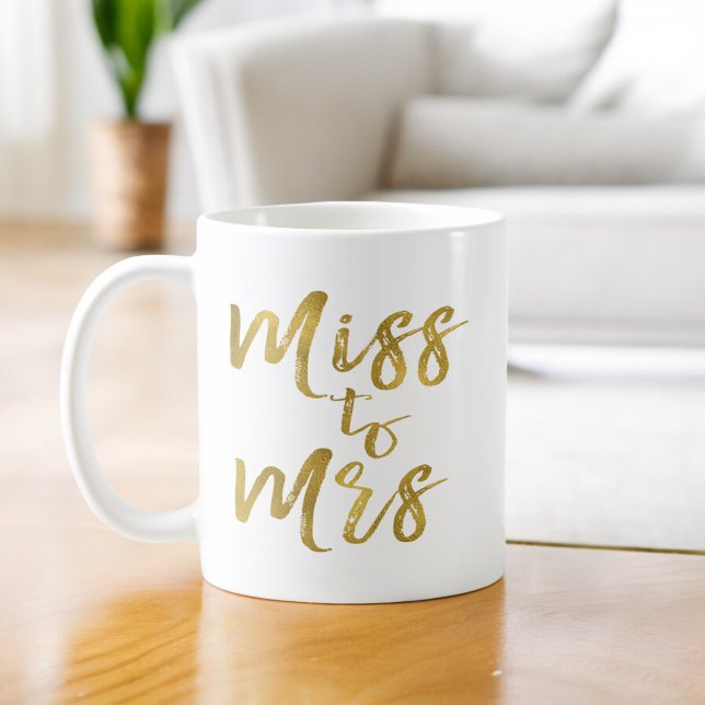 Miss to Mrs Bridal Shower Party Gold Foil Coffee Mug (Creator Uploaded)