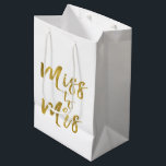 Miss to Mrs Bridal Shower Party Gold Foil Medium Gift Bag<br><div class="desc">Miss to Mrs Bridal Shower White and Gold Foil Script Gift Bag for a Modern and Elegant Bridal Shower or Bachelorette Party.</div>