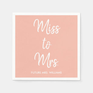 Miss to Mrs Bridal Shower Peach Bachelorette Party Napkin