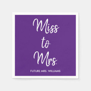 Miss to Mrs Bridal Shower Purple & White Hen Do Napkin
