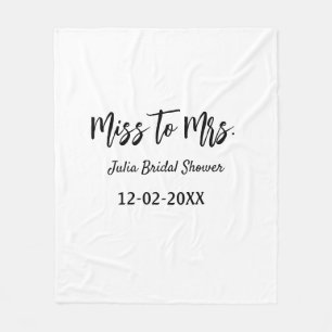 Miss to Mrs bridal shower stylish simple add name Fleece Blanket