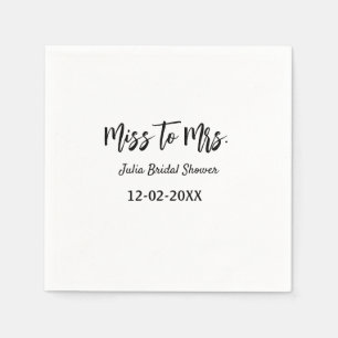 Miss to Mrs bridal shower stylish simple add name Napkin