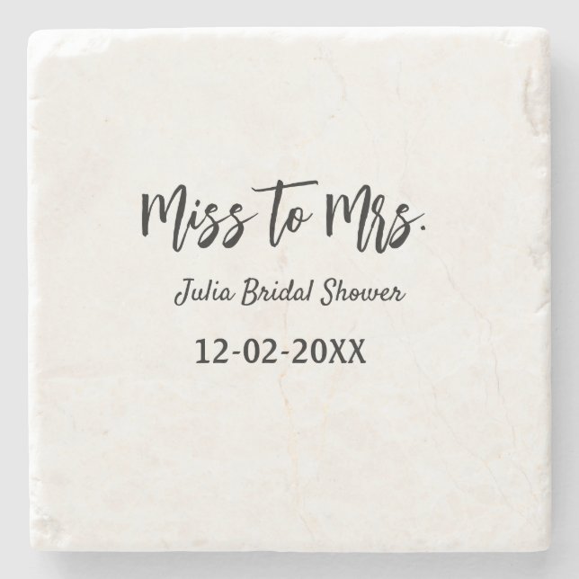 Miss to Mrs bridal shower stylish simple add name  Stone Coaster (Front)