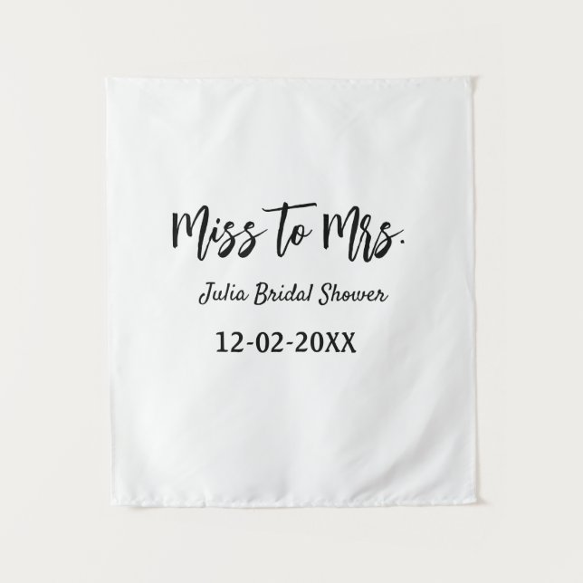 Miss to Mrs bridal shower stylish simple add name  Tapestry (Front)