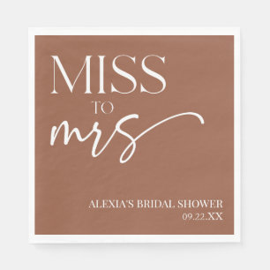 Miss To Mrs Brown Boho Bohemian Bridal Shower Napkin
