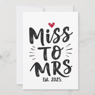 Miss to Mrs Est. 2025 Marriage Husband Wife Couple Holiday Card