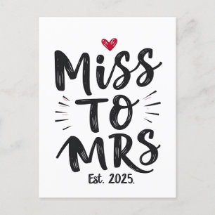 Miss to Mrs Est. 2025 Marriage Husband Wife Couple Holiday Postcard