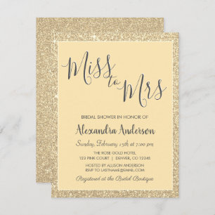 Miss to Mrs Gold Glitter Bridal Shower Invitation