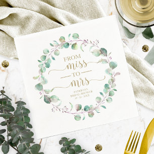 Miss to Mrs Greenery Eucalyptus Bridal Shower Napk Napkin