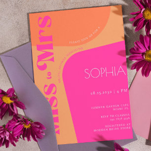 Miss to Mrs hot pink modern retro bridal shower Invitation