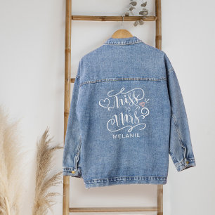 Miss To Mrs   Marriage Heart & Ring Custom Name Denim Jacket