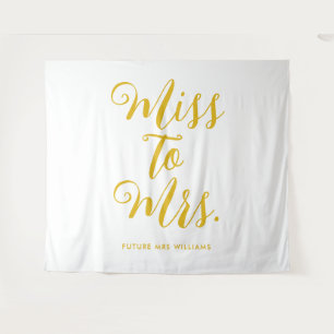 Miss to Mrs Minimal Retro Simple Gold Bachelorette Tapestry