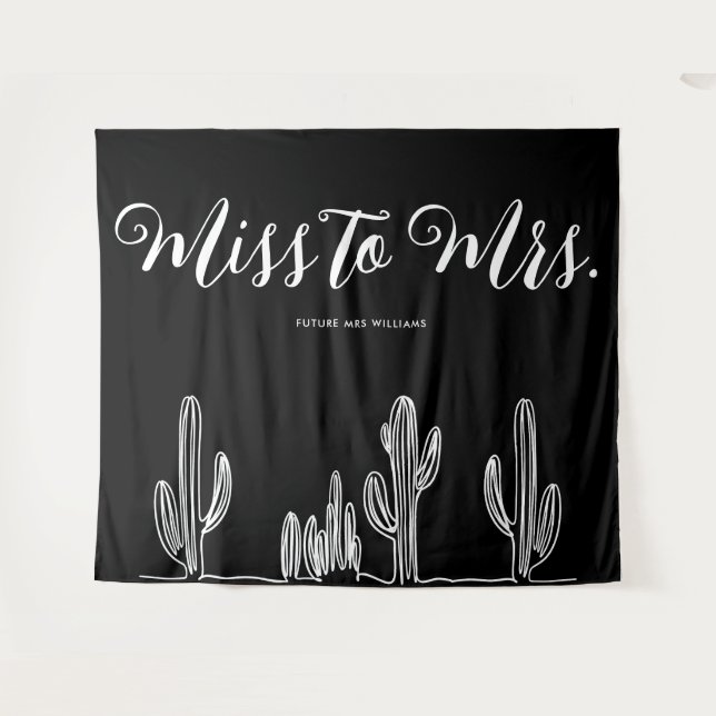 Miss to Mrs Modern Boho Cactus Bachelorette Tapestry (Front (Horizontal))