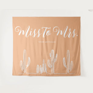 Miss to Mrs Modern Boho Cactus Orange Bachelorette Tapestry