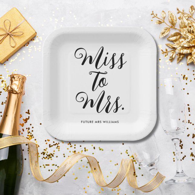 Miss to Mrs Modern Bridal Shower Bachelorette Paper Plate (Miss to Mrs Modern Bridal Shower Bachelorette Paper Plate
)