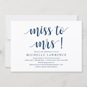 Miss to Mrs, Modern Bridal Shower Invitation