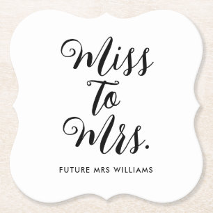 Miss to Mrs Modern Bridal Shower Paper Coaster