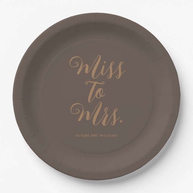 Miss to Mrs Modern Bridal Shower  Paper Plate (Front)