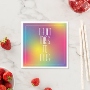 Miss to Mrs Modern Holographic Bridal Shower Napkin