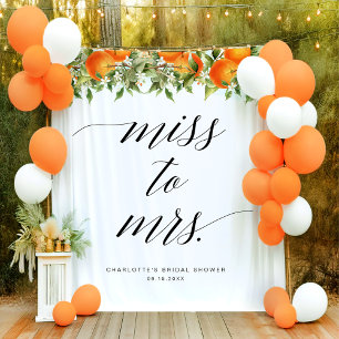 Miss To Mrs. Oranges Bridal Shower Backdrop Tapestry