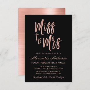 Miss to Mrs Pink Rose Gold Bridal Shower Invitation