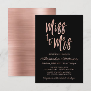 Miss to Mrs Pink Rose Gold Hen's Party Invitation