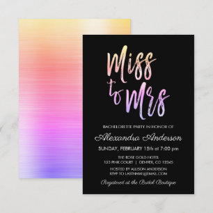 Miss to Mrs Purple Pink Bachelorette Party Invitation