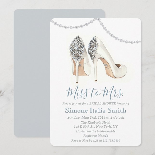 Miss to Mrs. Shoe Bridal Shower Invitation (Front/Back)