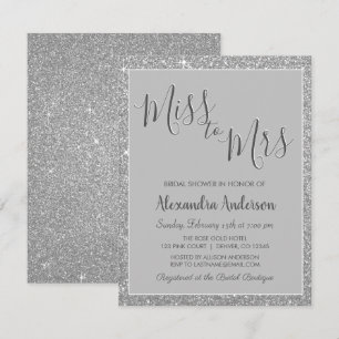 Miss to Mrs Silver Glitter Bridal Shower Invitation