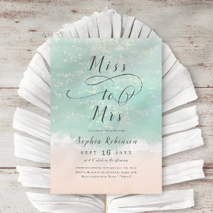Miss to Mrs sparkling ocean beach bridal shower Invitation