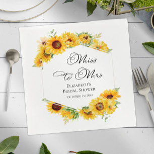 Miss To Mrs Sunflower Fall Bridal Shower Napkins