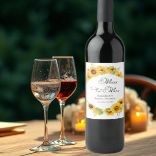 Miss To Mrs   Sunflower Fall Bridal Shower Wine Label