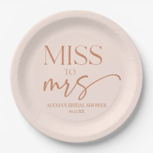 Miss To Mrs Tan Brown Boho Bohemian Bridal Shower Paper Plate
