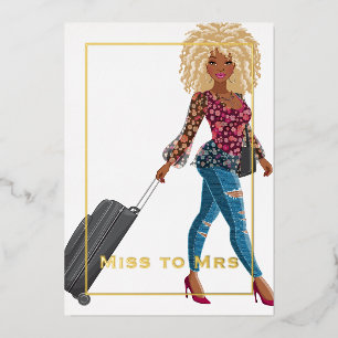 Miss to Mrs Travel Bachelorette Party Foil Invitat