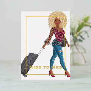 Miss to Mrs Travel Bachelorette Party Foil Invitat